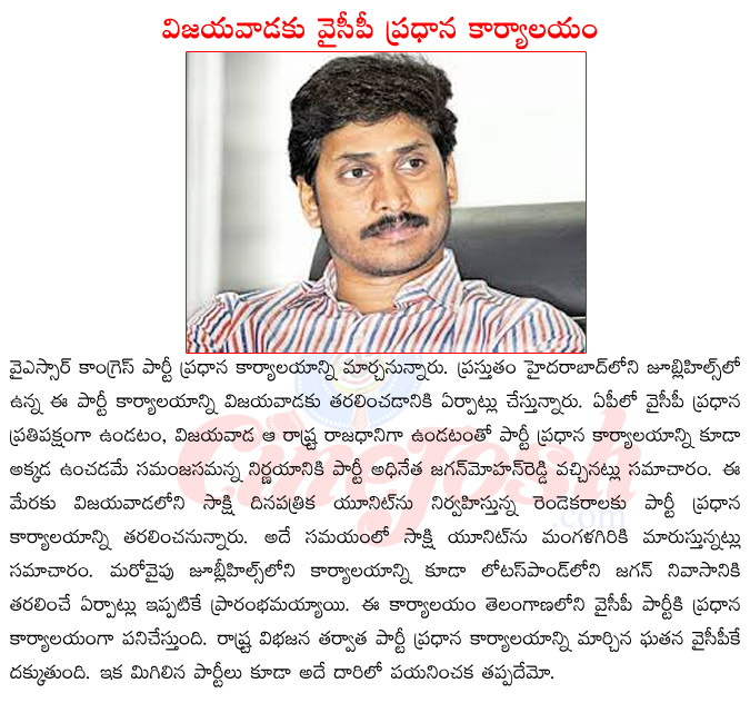 ysr congress party office shifted to vijaya wada,ycp precident jagan mohan reddy,ycp main office,ycp party pradana karyalayam,ycp party office in jubilee hills,ycp party office in lotus pond  ysr congress party office shifted to vijaya wada, ycp precident jagan mohan reddy, ycp main office, ycp party pradana karyalayam, ycp party office in jubilee hills, ycp party office in lotus pond